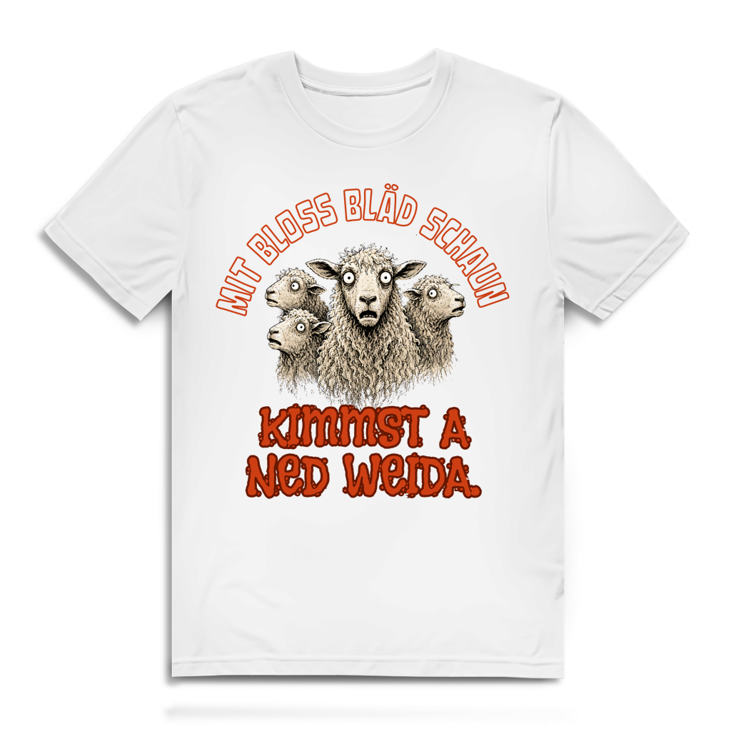 Mit bloß bläd schaun kimmst a ned weida – Herren Bio T-Shirt