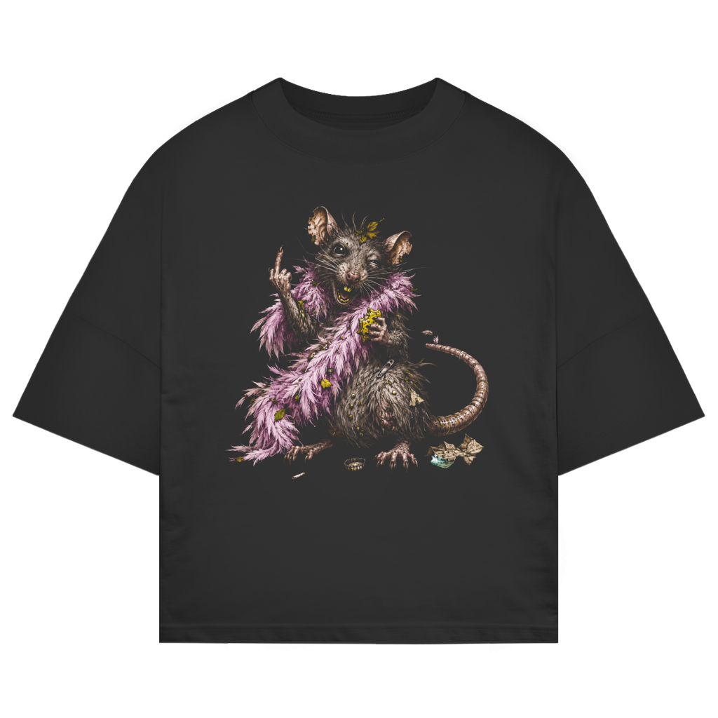 Ratte mit Boa – Unisex Oversize T-Shirt | Wuid & Wurscht