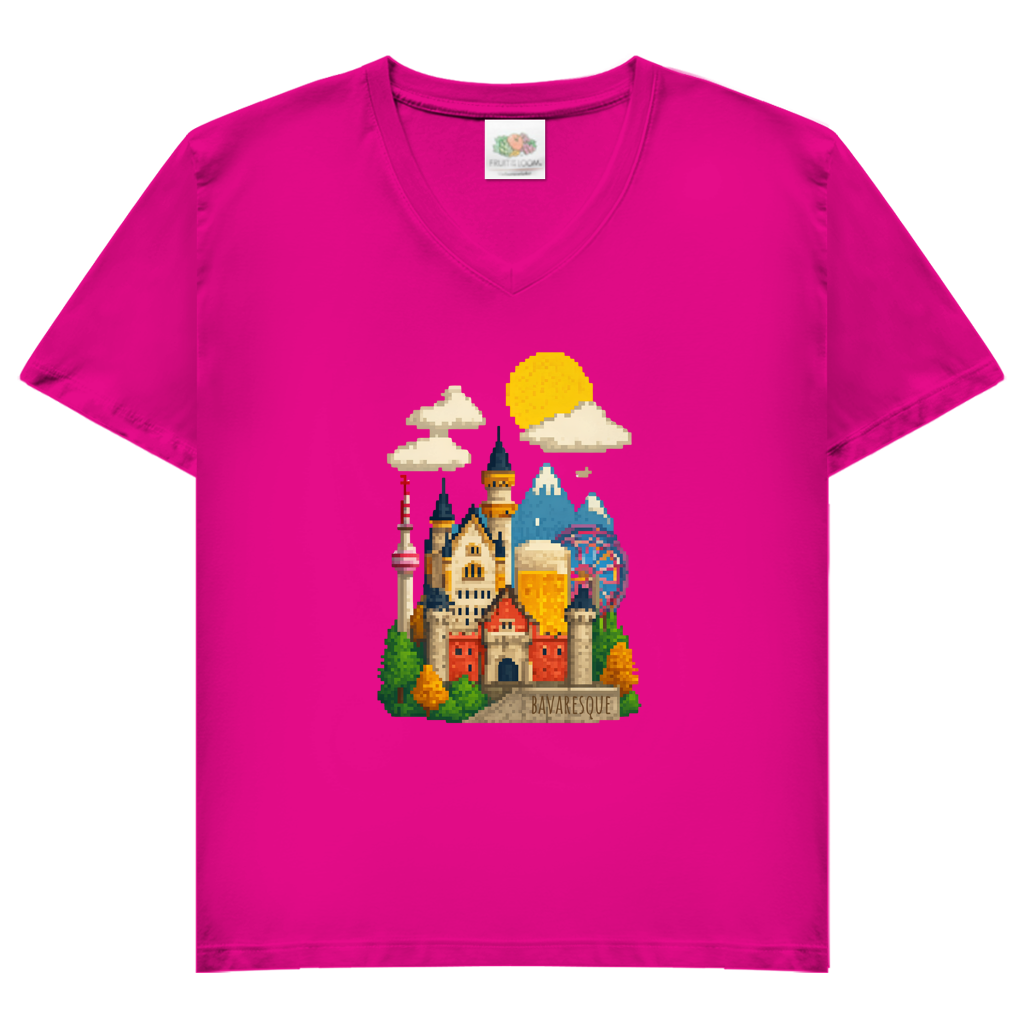 Bayern verpixelt – Damen V-Neck T-Shirt