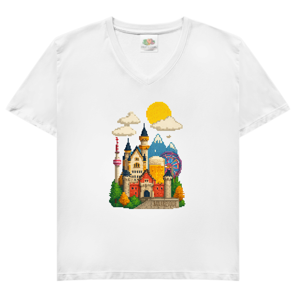 Bayern verpixelt – Damen V-Neck T-Shirt